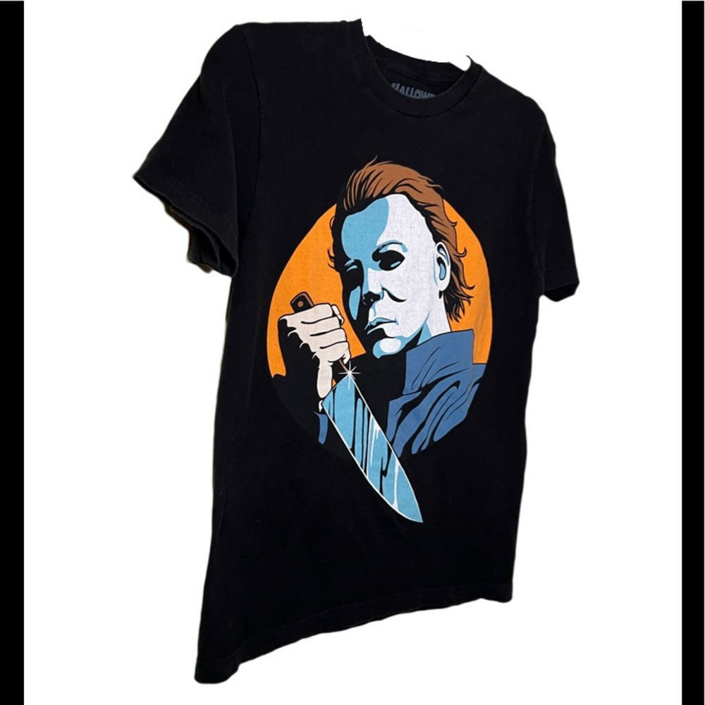 HALLOWEEN Michael Myers Killer Mask Slasher Horror Spooky Graphic T Shirt Top - Picture 4 of 6